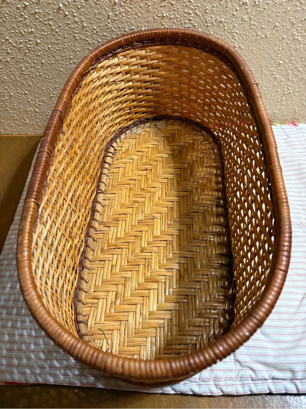 Vintage Woven Oval Storage Basket - Natural Brown